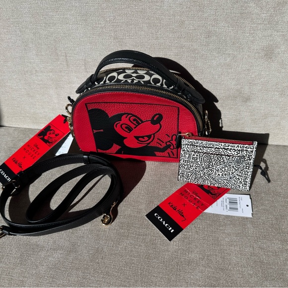 Coach Handbags - NWT Coach Disney Mickey Mouse X Keith Haring Serena Satchel & Matching Wallet